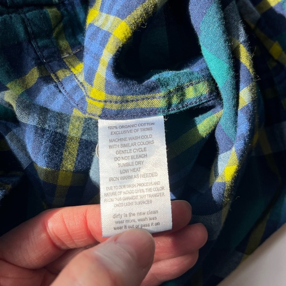 Toad & Co Mattock 2 Long Sleeve Button Slim Plaid Blue Green Yellow Size Large - Picture 4 of 6